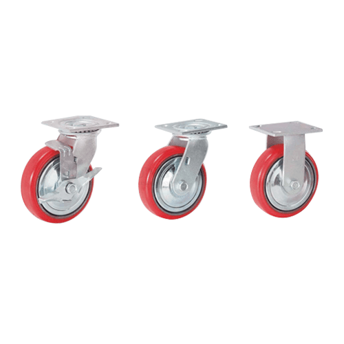 Urethane wheel heavy load caster 5540-S-PCI (rotating type), 5540-S-PCI-BK (rotating + brake type), 5540-R-PCI (fixed type)