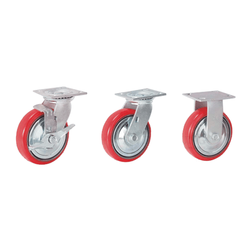 Urethane wheel heavy load caster 5560-S-PCI (rotating type), 5560-S-PCI-BK (rotating + brake type), 5560-R-PCI (fixed type)